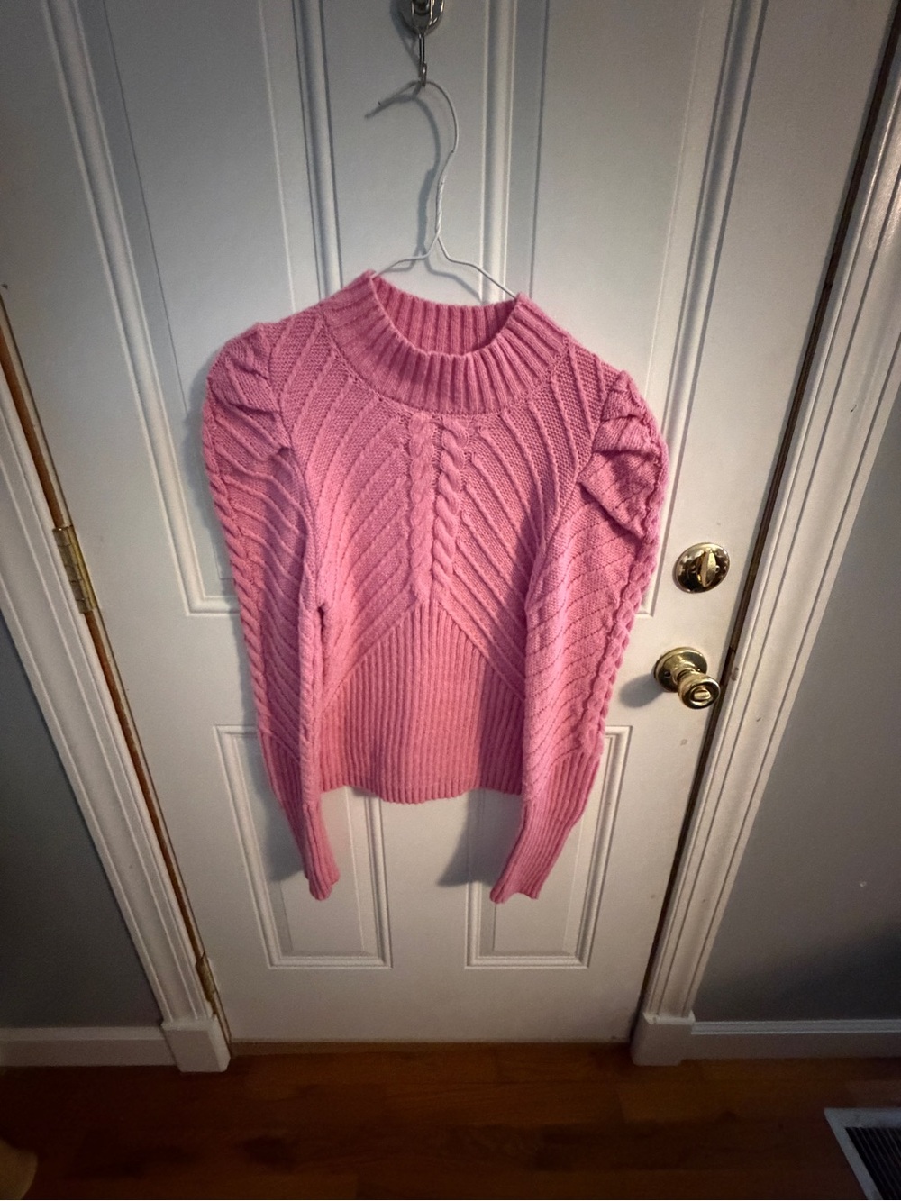 Cozy Pink Cable Knit Turtleneck Sweater